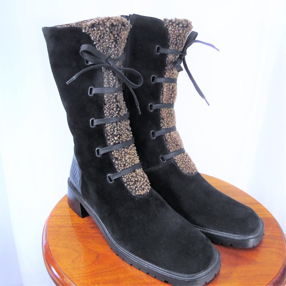 Stuart Weitzman Shearling Suede Short Boots